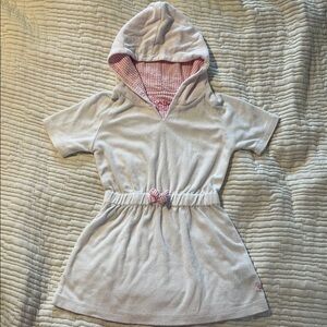 White Hooded Coverup with Pink Accents